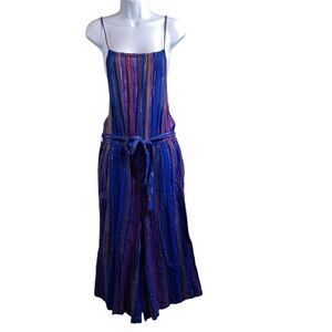 Cleobella Women's Purple Luma Jumpsuit Size 4P Metallic Wide Leg Boho Streetwear